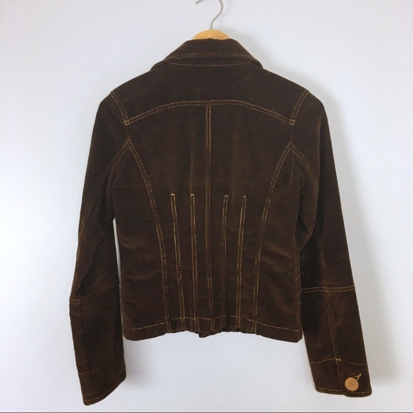 Tulle Brown Corduroy Fitted Blazer Jacket - Picture 4 of 8